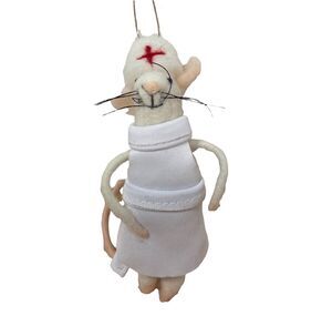 Silver Tree Surgical Nurse Felted Dressed Mouse Ornament NWT
